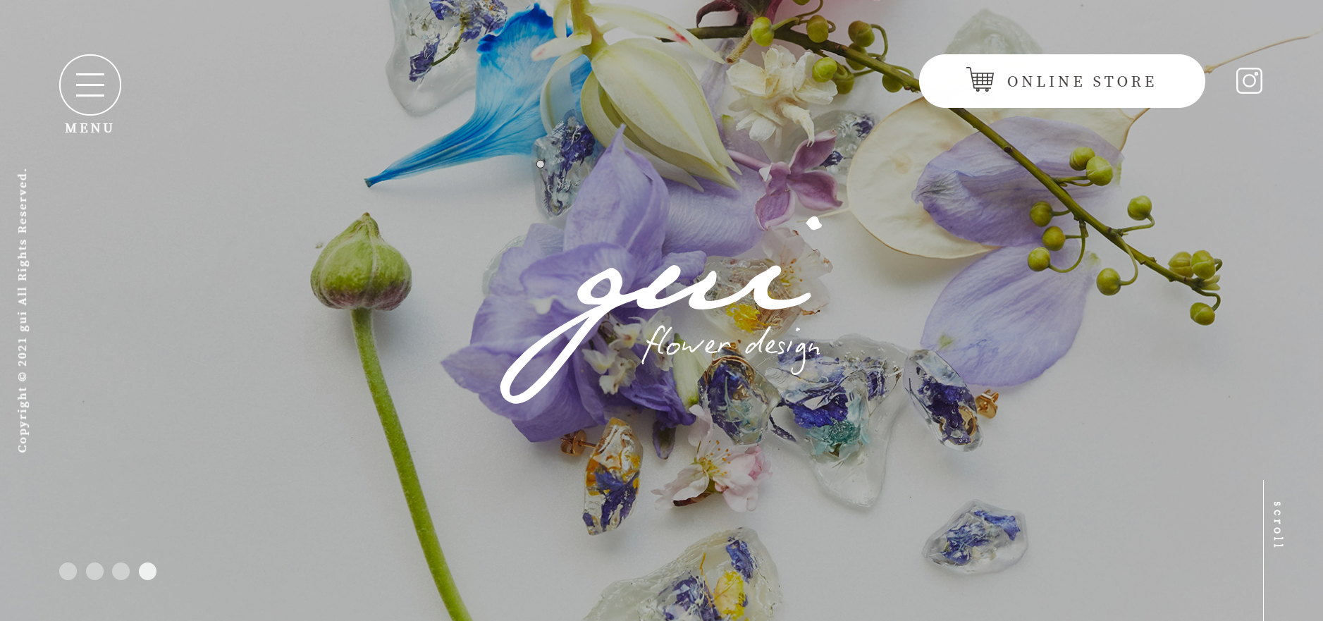 guiは、「花とあなたが出会う場所」を コンセプトにしたflower design team。 ファッションやアートなど、様々な世界との コラボレーションによって織り成すflower designで たくさんの人が新しく花と出会う場を生み出します。